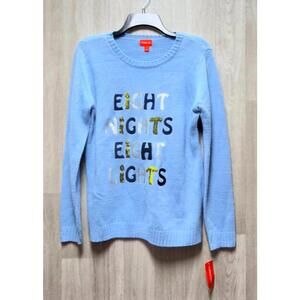 Holiday Lane Eight Nights Eight Lights Light Blue Knit Sweater Women